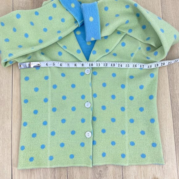 Catherine Stewart 100% Wool Polka Dot Cardigan Jacket M - Picture 6 of 12
